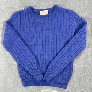 Pendleton Kids Size 36 Blue 100%‎ Virgin Wool Cable Knit Pullover Sweater